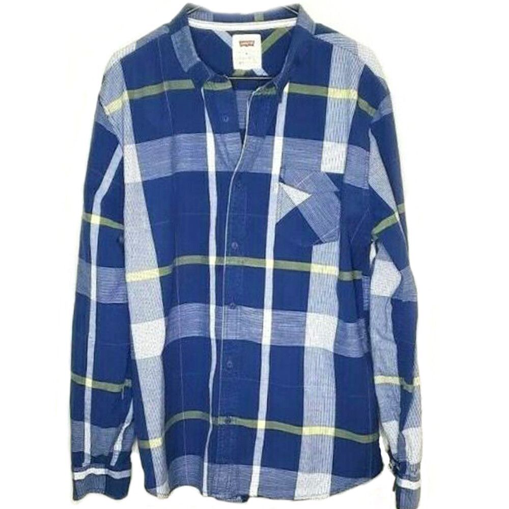 Levi Strauss & Co Shirt Plaid Blue Western Multicolor XL Long Sleeve Size XL